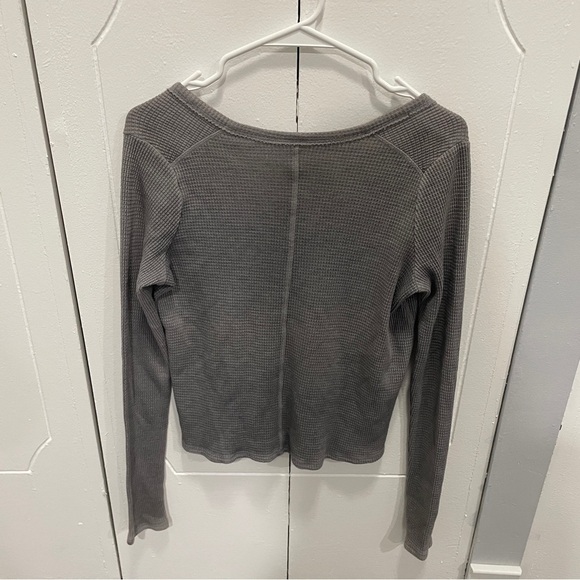 Free People Grey Waffle Knit Long Sleeve - Picture 2 of 10